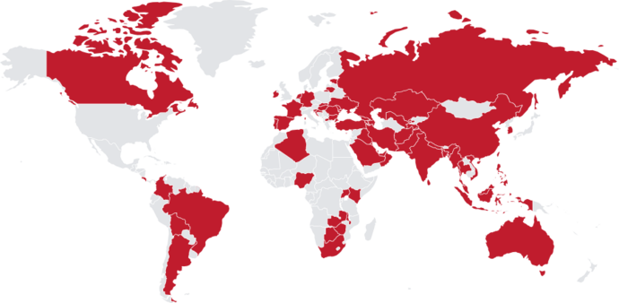 Mitgliedsstaaten der IJSO, Stand 31.12.2019