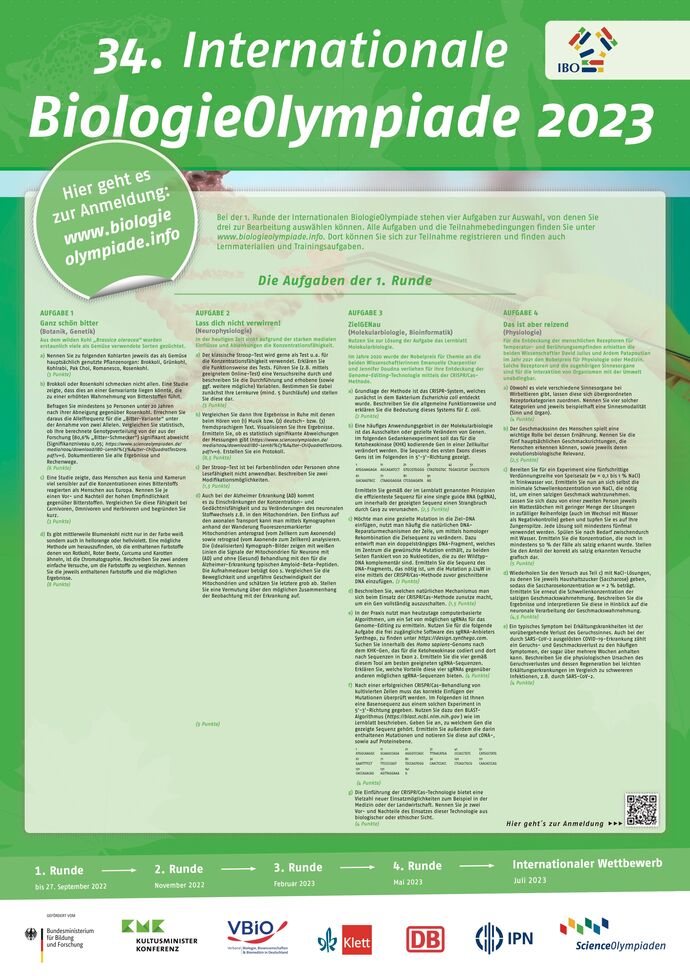 Aufgabenblatt der 34. IBO 2023 zur ersten Runde des Auswahlverfahrens