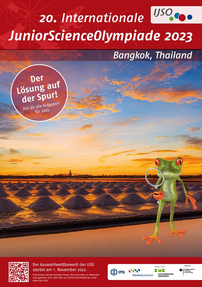 Poster zur IJSO 2023 -   Salzgärten in der thailändischen Provinz Samut Songkhram.